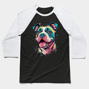 Very cute funny Dog painted colorful Baseball T-Shirt